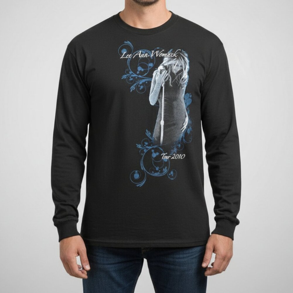 Lee Ann Womack Tour Concert Shirt 2010 Long Sleeve Mens Size Large Country Black